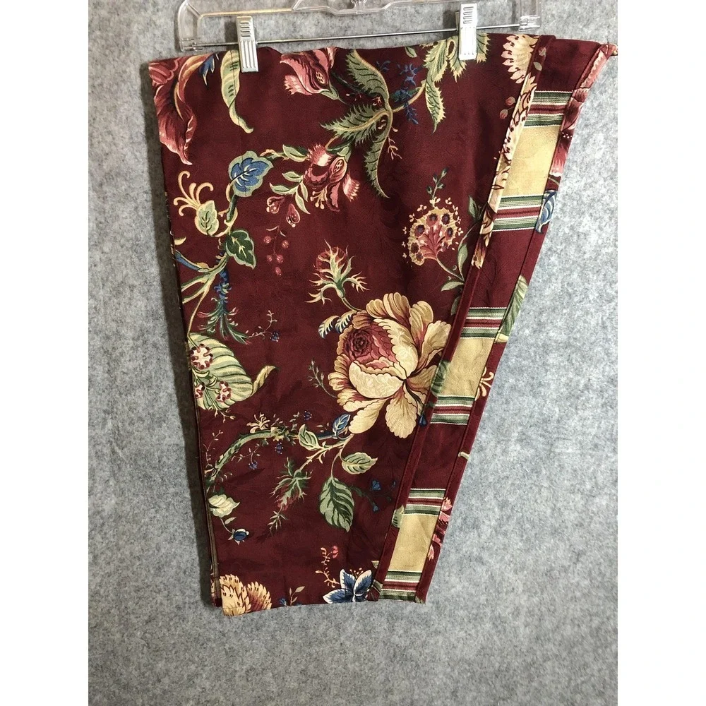 Waverly Floral Cornice Valance Pair Of 2 Red Stripe UnLined Cotton USA 50x20